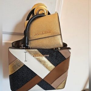 Michael Kors Gold, Black and Brown Patchwork Women's Bag Set